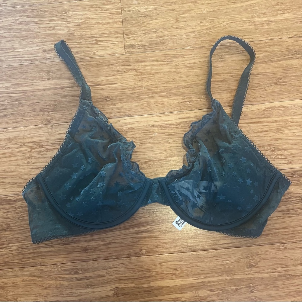Victoria's Secret Dark Green Star Sheer Bra